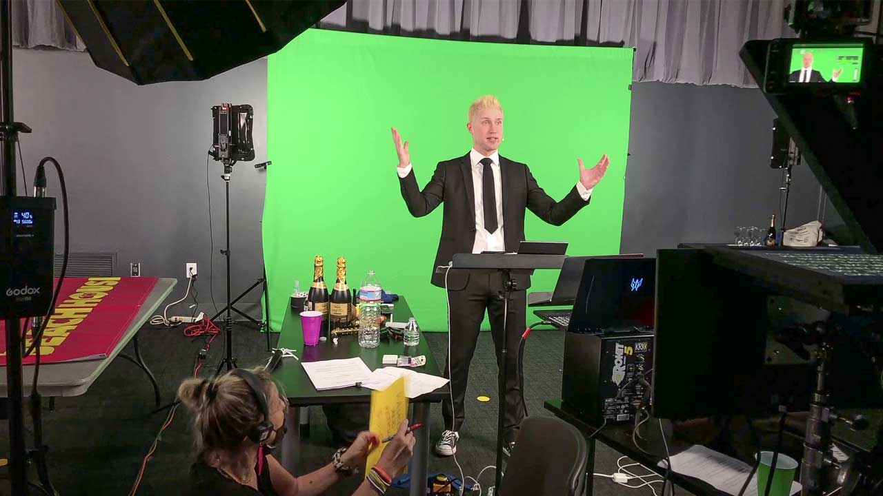 Green screen for fund raiser live stream